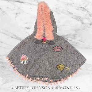 Betsey Johnson 18 Month Hooded Cape with Pink and Gray Accents